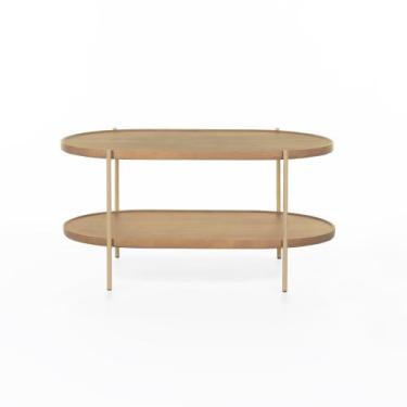 Imagem de Mesa de Centro Cantik 79,5 cm x 49,5 cm Mel Escuro / Dourado - Casavee