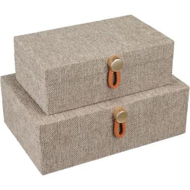 Imagem de Kit 2 Caixa Organizadora Decorativa HomeCo Chenile Bege - HOME&CO