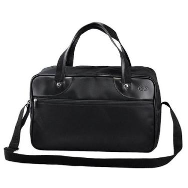 Imagem de Bolsa / Mala de Viagem BÉRGAMO em Nylon com Couro Galvani, Preto