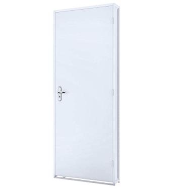 Imagem de Porta de Giro Madeira Duraplac Branca com Batente de Aço Riobras Pronta 215cmx85cm Branco