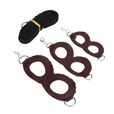 Imagem de Arreio de hamster, corda de tração confortável para animais de estimação tecido de nylon de couro artificial com gancho para ratos hamster (marrom)