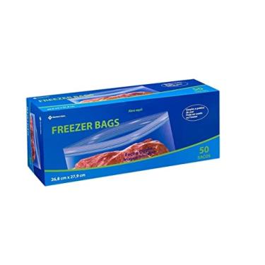 Imagem de 50 Sacos Herméticos Zip Lock Com Fecho Duplo 1L Sacos Plásticos Para Alimentos freezer Members Mark