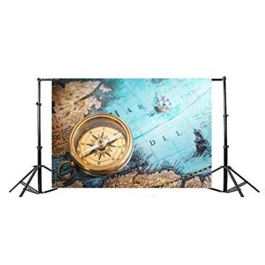 Imagem de Yeele Fundo de fotografia de bússola vintage mapa náutico 3 x 7 pés vinil dia de columbus história geografia terra fundo fotografia estúdio adereços