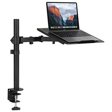 Imagem de Mount-It! Suporte de mesa para laptop, braço de laptop de movimento total com bandeja ventilada, braço de extensão de notebook ajustável resistente de até 43 cm com grampo C e base de ilhós