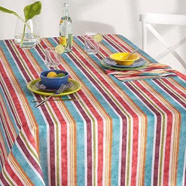 Imagem de Fiesta Toalha de mesa de tecido listrado Cameron, 152,4 x 259,08 cm, natural