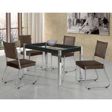 Imagem de Mesa de Jantar Aço Nobre Cláudia com 4 Cadeiras - Marrom