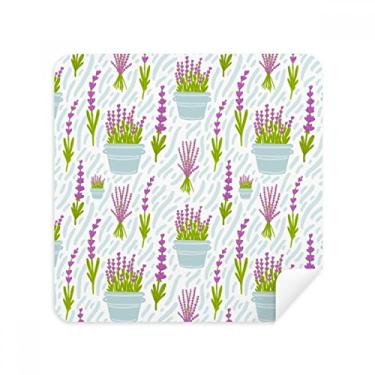 Imagem de Pano de limpeza de tela com flores em vaso de lavanda para pintura de plantas, tecido de camurça, pacote com 2