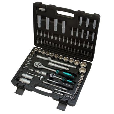 Imagem de Kit Chave Catraca Soquetes 1/2 e 1/4 Aço CR-V 94 Peças 1358099 Stels