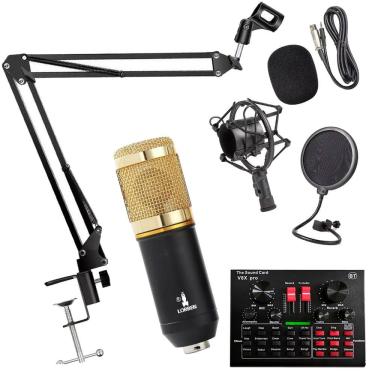Imagem de Kit Completo Microfone BM800 com Mini Placa V8X Live Sound
