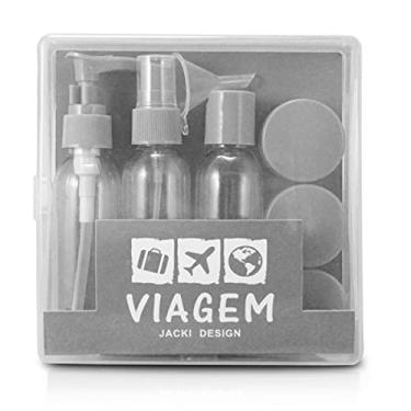 Imagem de Kit Organiza Viagem 9 Peças Frascos Shampoo Creme Bolsa Mala Cor:Cinza