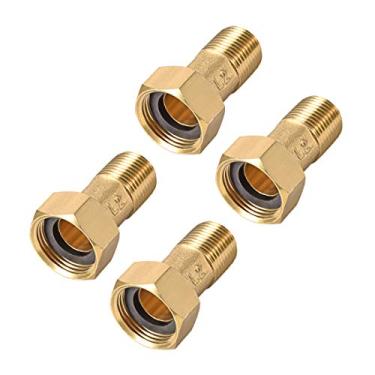 Imagem de Uxcell – Ajuste de tubulação de latão, bico sextavado, G1/2 macho x G3/4 fêmea conector rosqueado para acoplamento de medidor de água 53 mm de comprimento, 4 peças