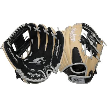 Imagem de Rawlings | SURE CATCH T-Ball e luva de beisebol juvenil | Arremesso para mão direita | 28 cm | Preto/Camelo