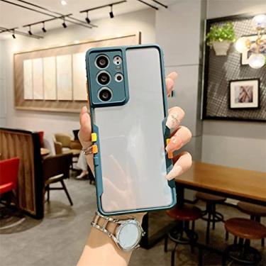 Imagem de Capa protetora de telefone rígida transparente fashion para samsung galaxy a32 a52 5g s21 plus s21 ultra a10s a21s a02, verde, para a02