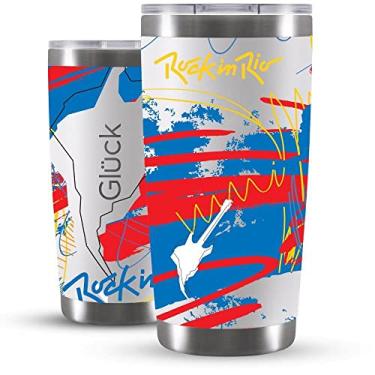 Imagem de Copo Térmico para Cerveja e Café Glück Lucky 591ml Rock in Rio Paint Mantém a Bebida 4Hrs Gelado