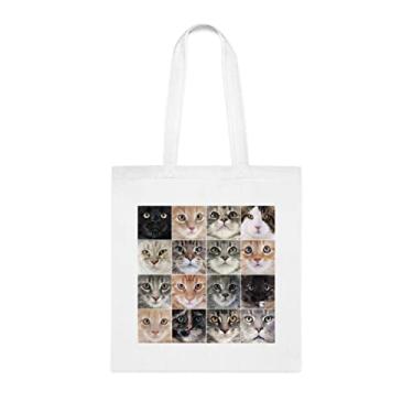 Imagem de Sacola Maine Coon Gatos, presente divertido, bolsa de ombro, bolsas reutilizáveis, cesta de Natal de aniversário, ideia de presente, Branco
