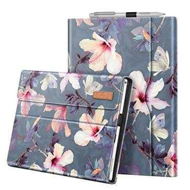 Imagem de Fintie Capa para Microsoft Surface Pro 7 de 12,3 polegadas, Surface Pro 6, Surface Pro 5, Surface Pro 4, Pro 3 - Portfólio Business Cover com bolso, compatível com teclado tipo Cover (Blooming Hibiscu