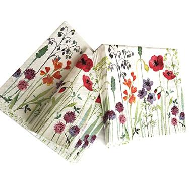 Imagem de AVEVER Guardanapos florais de jardim de 20 unidades, papel decorativo para festa de casamento, casamento, aniversário, chá e dia das mães, guardanapos multicoloridos, 16,5 x 2,5 cm