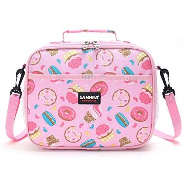 Imagem de Pequeno Bolsas Térmicas isolado Resfriador Lancheira para Crianças Raparigas Rapazes Estudante Mulher Bento Totes Durante Escritório Escola Hospital Praia Piquenique Acampamento (Donut A)