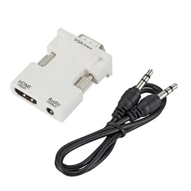 Imagem de Pequeno adaptador HDMI para VGA com conversor de áudio macho VGA para fêmea HDMI de laptop para TV