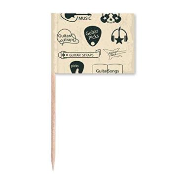 Imagem de Fone de ouvido guitarra instrumento musical padrão palito bandeiras marcador decoração festa