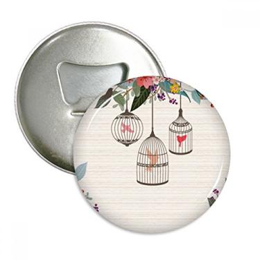 Imagem de Cage Flower Shelf Abridor de garrafas com ímã de geladeira emblema multifuncional