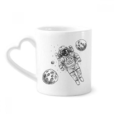 Imagem de Caneca de astronauta do monstro alienígena do universo caneca de café cerâmica copo de coração de vidro