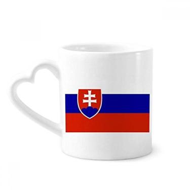 Imagem de Caneca com bandeira nacional da Eslováquia Europa país caneca café cerâmica copo de coração de vidro