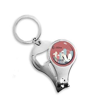 Imagem de Locais da bandeira de Singapura em forma de lua anel de alicate de unha chaveiro abridor de garrafas cortador