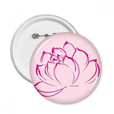 Imagem de Flor planta de lótus padrão de flor alfinetes redondos emblema botão decoração acessório 5 peças