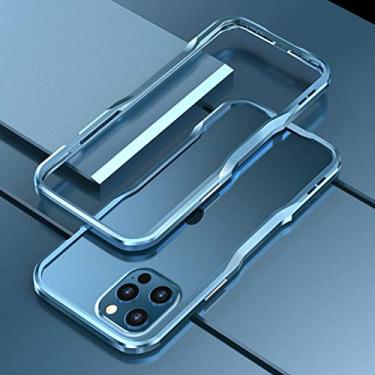Imagem de Para iPhone 14 13 12 ProMax Metal Frame Phone Case Armadura de liga de alumínio leve à prova de choque para 7 8 Plus, azul, para iphone 11 pro