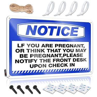 Imagem de Aviso engraçado de decoração de casa se você está grávida, por favor, notifique a recepção sinal de lata sinal de lata placas de metal regras de acampamento (tamanho: 20X30cm)