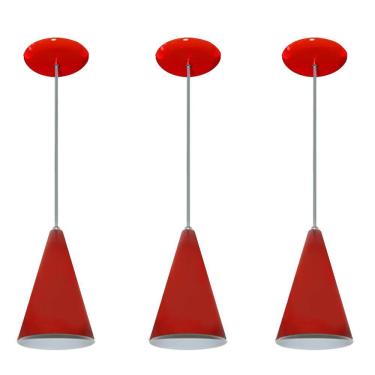 Imagem de Lustre pendente Balcão cozinha Vermelho 03 un
