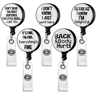 Imagem de 5 peças engraçado carretel de crachá de enfermeira retrátil suporte de crachá citação clipe de crachá bonito ID crachá personalizado para trabalho médico escritório professor cartão de etiqueta de nome de estudante