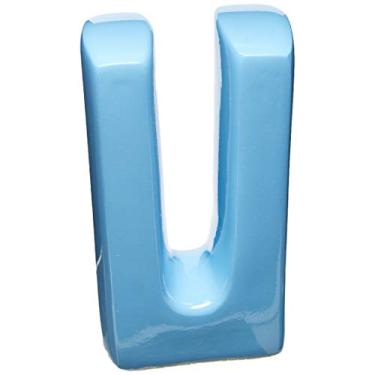 Imagem de Letra U Decorativa Ceramicas Pegorin Azul Bebe