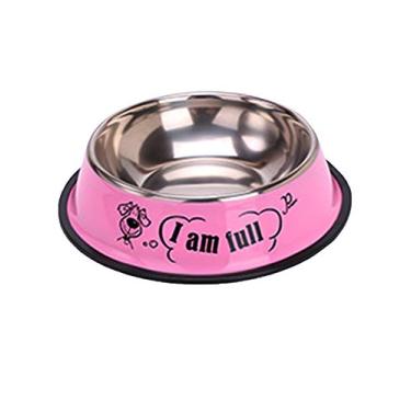 Imagem de Tigela básica de aço inoxidável Loveepet rosa M