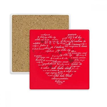 Imagem de Porta-copos quadrado em formato de coração "I Love You" para dia dos namorados