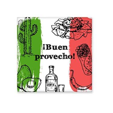 Imagem de Esboço do México Bandeira de Culinária Cacto Redondo, Decalque Brilhante, Pedra Adorna de Tijolos Vitrificados