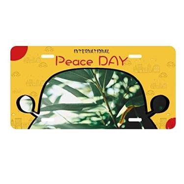 Imagem de DIYthinker Placa de carro com foto natureza de folhas verdes para decoração de carro Dia da Paz
