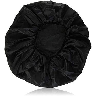 Imagem de Annie - Ms. Remi Silky Satin Double Cotton - Gorro forrado para dia e noite - Faixa elástica confortável (Extra Jumbo - Preto)