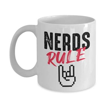 Imagem de Caneca Nerds Rule - Presentes nerd - Caneca de café divertida de 325 ml