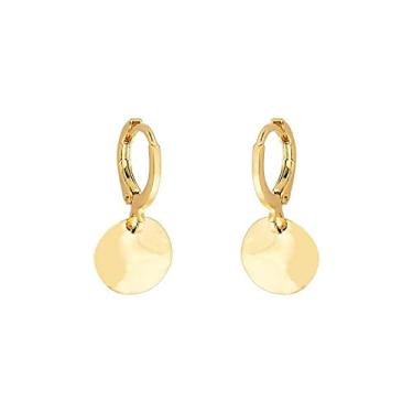 Imagem de Brinco de Argolinha com Plaquinha Banhado em Ouro 18k