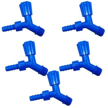 Imagem de Kit 5 Torneiras Para Tanque E Jardim Bico 1/2 Azul