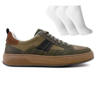 Imagem de Sapatênis Democrata Denim Bold + 3 Pares de Meias Verde  masculino