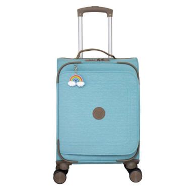 Imagem de Mala de Bordo em Poliester para Viagem Yins 22030 Cadeado Integrado Rodas Duplas 360 Azul