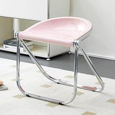 Imagem de Tamborete Claro Dobrável Para Sala De Estar, Cadeira Transparente De Cristal Cadeiras De Jantar Dobráveis, Assento Pequeno Acrílico De 18 Polegadas Para Sala De Estar, Terraço,Rosa,Bonny369