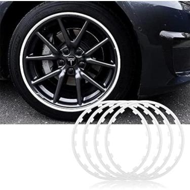 Imagem de Protetores De Aro De Rodas De Carro De 16-20 '', Anel De Proteção De Cubo De Carro Para Te-sla Modelo 3, Kit De Acabamentos De Reequipamento De Carro Anti-arranhões De Proteção De Aro De Pneu Univ