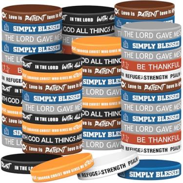 Imagem de Syhood 200 pulseiras religiosas de silicone em massa com escrituras cristãs, pulseiras de borracha com versículo bíblico, pulseiras espirituais inspiradoras para homens, mulheres, crianças,