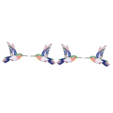 Imagem de TEHAUX 4 Pcs adesivos para crianças decoração de pássaros decorações de pássaros patch de costura aplique de adesivo bordado Pode ser passado a ferro beija Flor roupas raiom