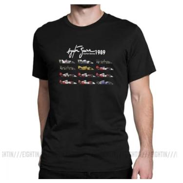 Imagem de Camiseta Ayrton Senna história Em Carros F1 Preta (BR, Alfa, P, Regular, Preta)