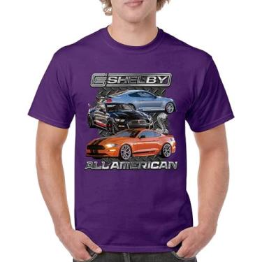 Imagem de Camiseta masculina Shelby All American Cobra Mustang Muscle Car Racing GT 350 GT 500 Performance Powered by Ford, Roxa, 4G